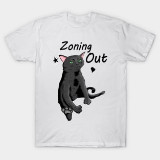 Black Cat Zoning Out T-Shirt